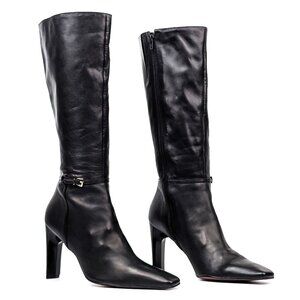 Nine West Women Tricksy Black Leather Buckle Retro 90s Vintage Boots size 10.5